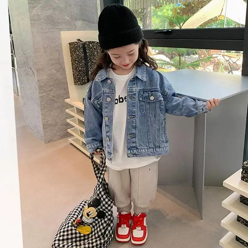 2025 New Fashion Kids Denim Jacket For Girls Coat Spring Autumn Children Outerwear Baby Casual Jackets Costume 4-12 Year