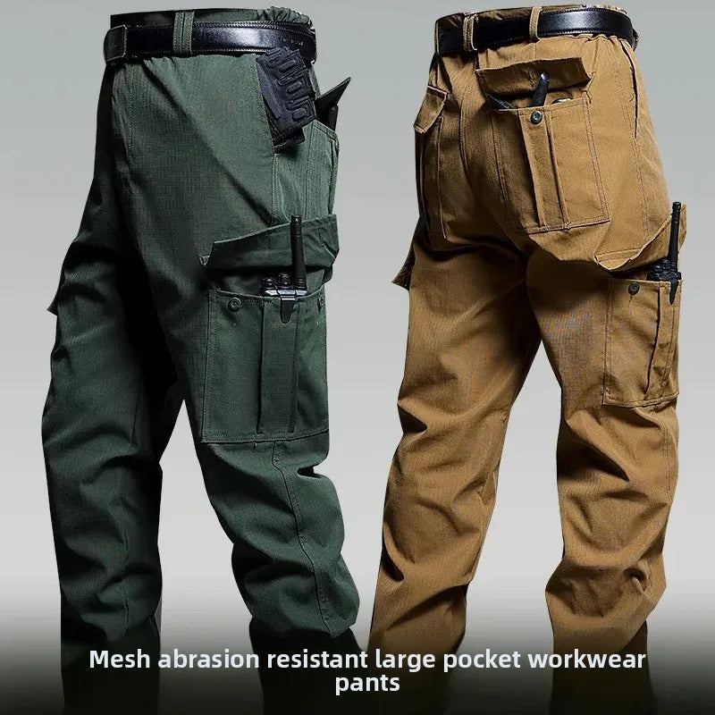 Water-Resistant Tactical Work Pants for Men Multiple Pockets Outdoor Military Fans Casual Pants Spring Autumn American Style