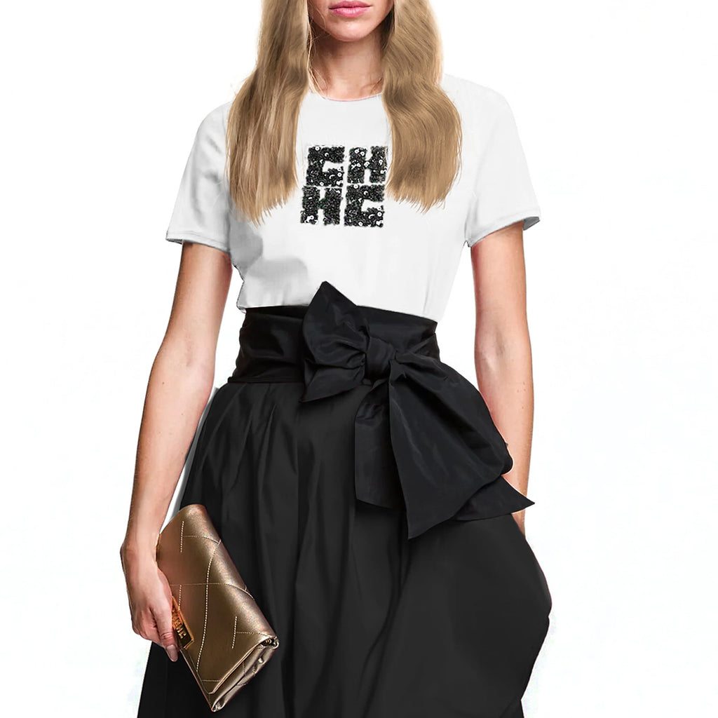 New Women's T Shirts Short Sleeve O Neck Casual Temperament Sequin Design Cotton Female Tops Summer Women Tee Tops
