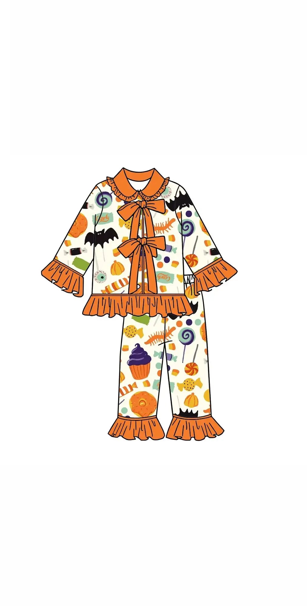Wholesale Purple Children's Halloween Pajamas Kids Pumpkin Cany Set Boys Girls Clothing