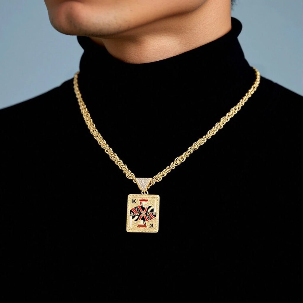 A charming hip-hop punk style jewelry set for men, made of 14K brass and zircon stones, perfect for a birthday or New Year's gif