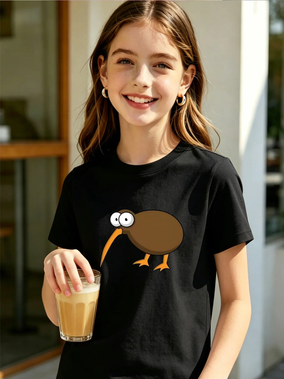 Cute Kiwi Kids T Shirt Funny Cartoon Flightless Bird Print Short Sleeve Tees Boys Girls Soft Cotton Casual Tops Daily Wear Gift