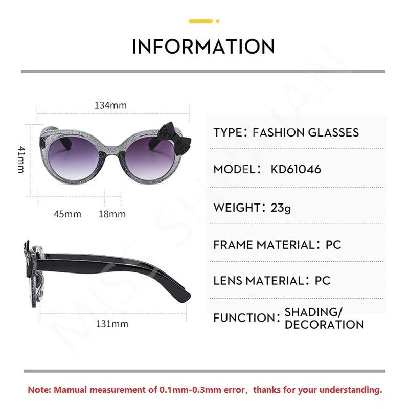 2026 Lovely Cat Eye Children Sunglasses Personality Bowknot Sun Glasses Kids Cute Baby Eyewear Trend Girls Boy Eyeglasses