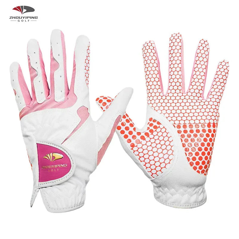 Golf gloves women's 1 pair of 3 colors optional super fiber soft breathable non-slip silicone wear-resistant gloves