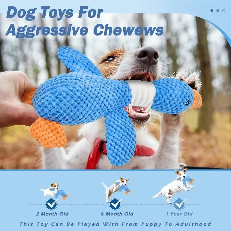 Pet Dog Toys Cute Goose Shape Plush Squeaky Chew Toy Bite Resistant Teeth Cleaning Interactive Stuffed Molar Pet Play Toys