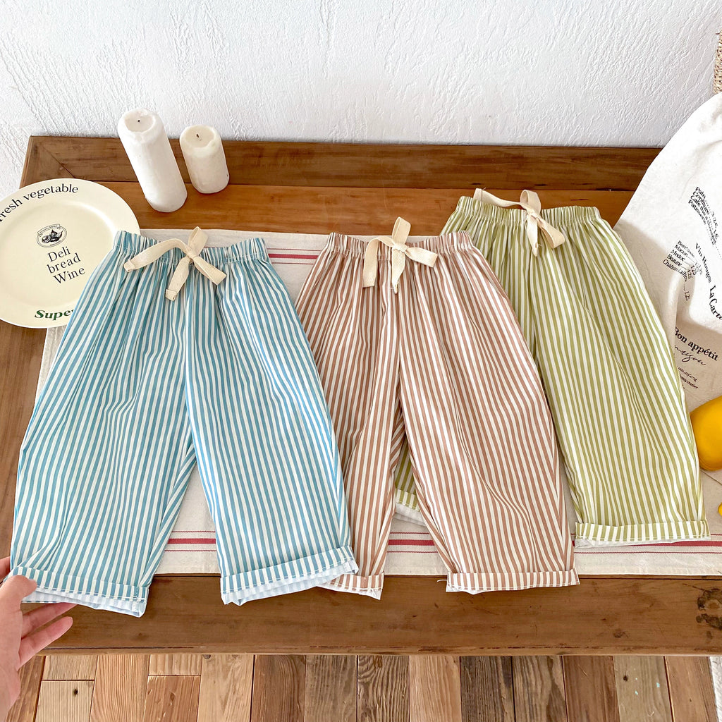 1-6 Age Children's Clothes Summer Striped Casual Trousers Korean Style Fashion Kids Harem Pants Toddler Costume Girl Boy Pant