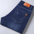Spring Men's Light Blue Slim Jeans Stylish Casual Stretch Fabric Denim Pants Classic Trousers Smoke Gray