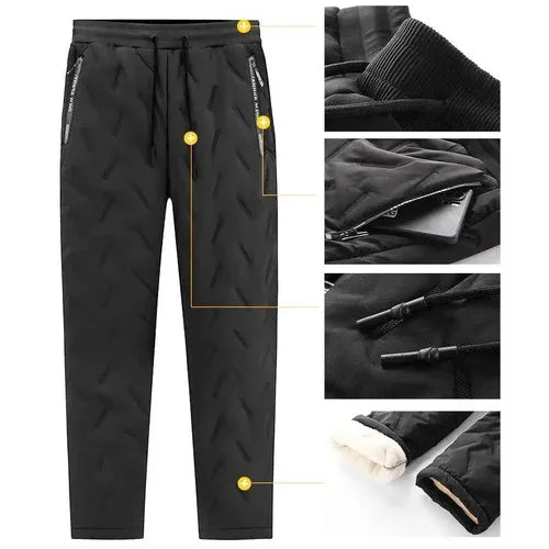 Men's Fleece-lined Thickened Casual Pants Warm Cotton Wadded Trousers Anti-cold Middle-aged Elderly Outerwear 7XL Suit Pants