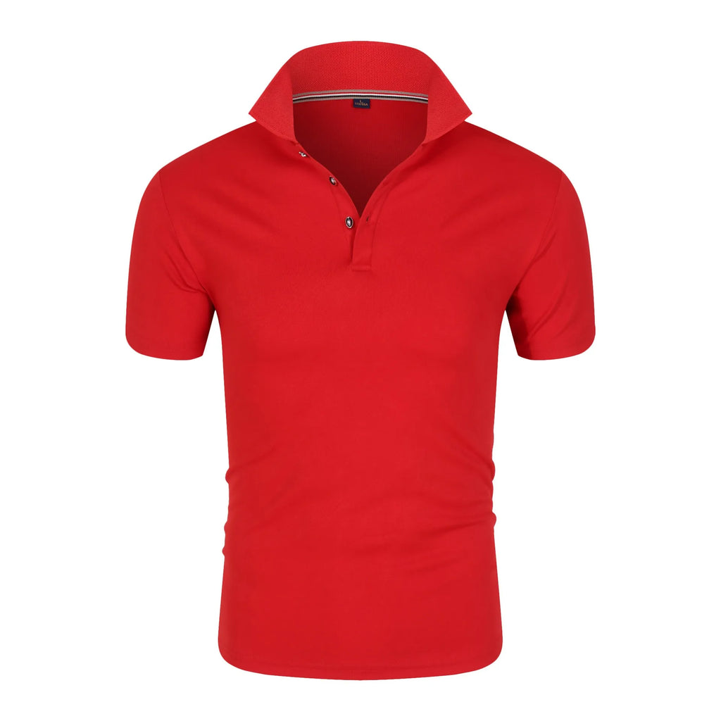 New Solid Color Polo Shirt Men's Short Sleeve Button Tshirts Lapel Lightweight Streetwear Sport Casual Tops