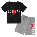 Kids 2-Piece Letter Print Sports Outfit - Short Sleeve T-Shirt & Shorts, Casual Athletic Children's Sportswear Set
