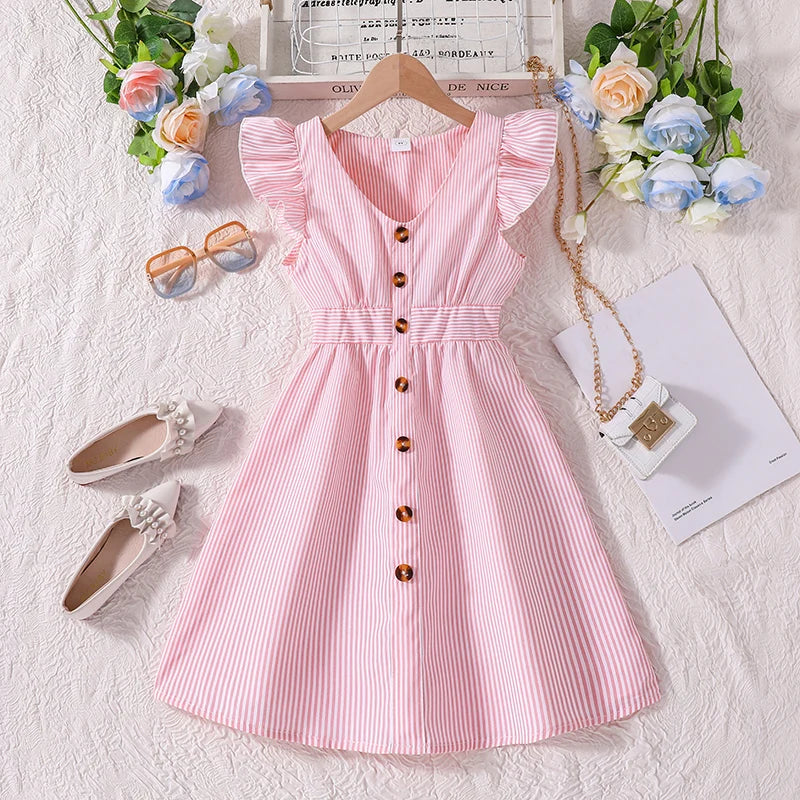 Kids Dress For Girls 8-12 Years Summer Girls Dopamine Dress Graduation Birthday Party Event Fresh Sweet Style Girls Dress