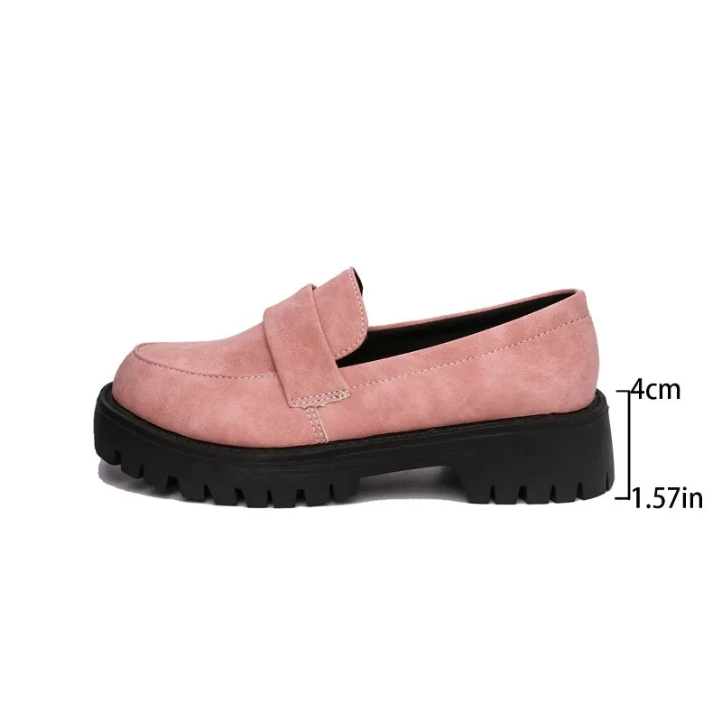 Women Thick Sole Loafers Ladies Shoes Slip on Flats Round Toe Platform Footwear Ladies All‑Season Fashion Female Shoes Women's