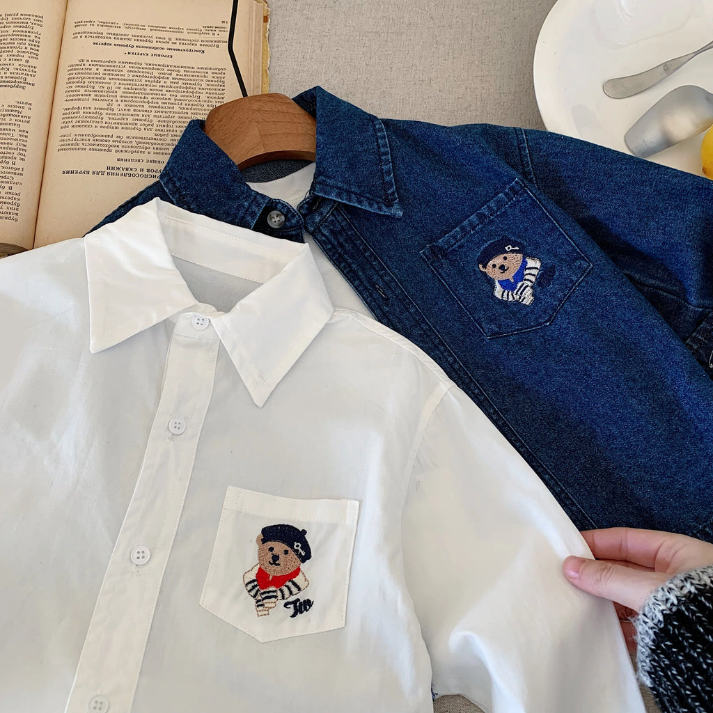Children's Cowboy Jacket New Spring and Autumn Styles for Boys and Girls Korean Fashion Baby Long Sleeve Shirt Casual Kidswear