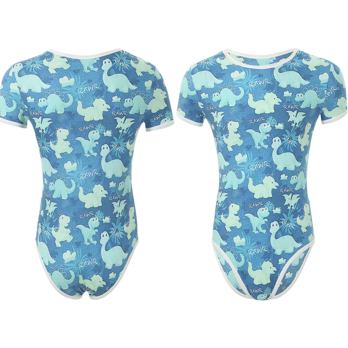 Mens Pajamas Bodysuit Sleepwear Cute Cartoon Print Short Sleeve Leotard Buttoned Crotch Diaper Rompers Pajama Swim Bathing Suit