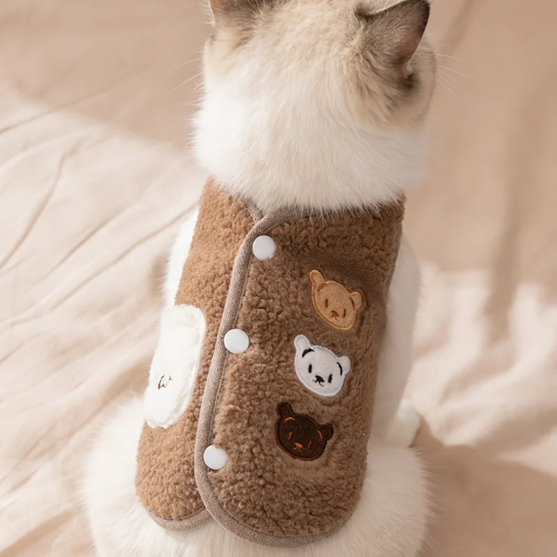Pet Vest Fleece Puppy Warm Clothing For Autumn And Winter Cute Animal Small Dog Clothes Fleece Autumn Cat Clothes Jacket Clothes