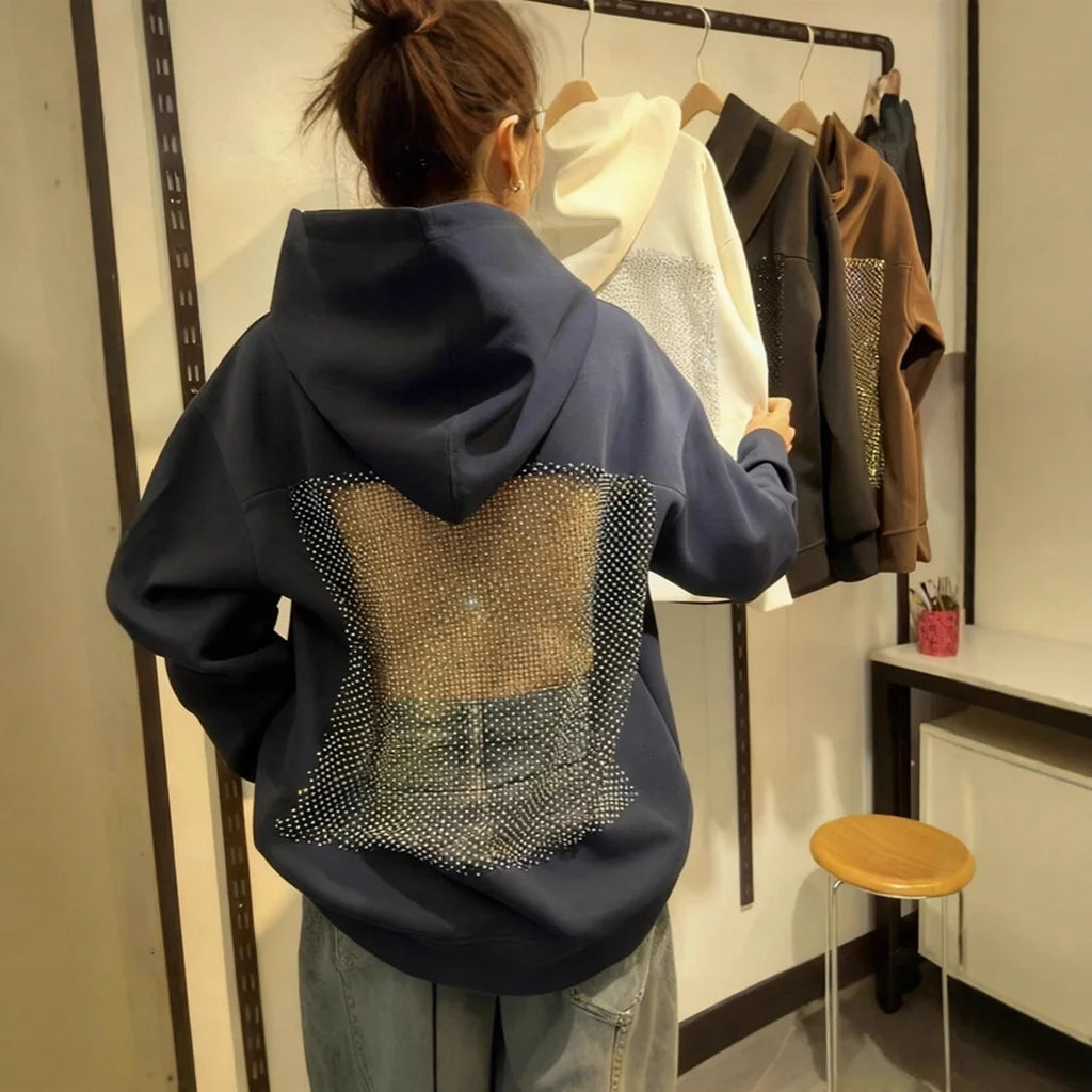 Womens Sexy Hollow Mesh Hoodie Pullover Hoodie Y2K Gothic Fashion Casual Long Sleeve Sweatshirt Pullover Top