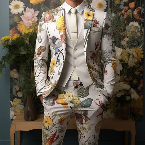 Digital Printed Patterned Suit Two-piece Suit 2025 New Fashion Men's Nightclub Bar Party Stage Cool Performance Suit Set