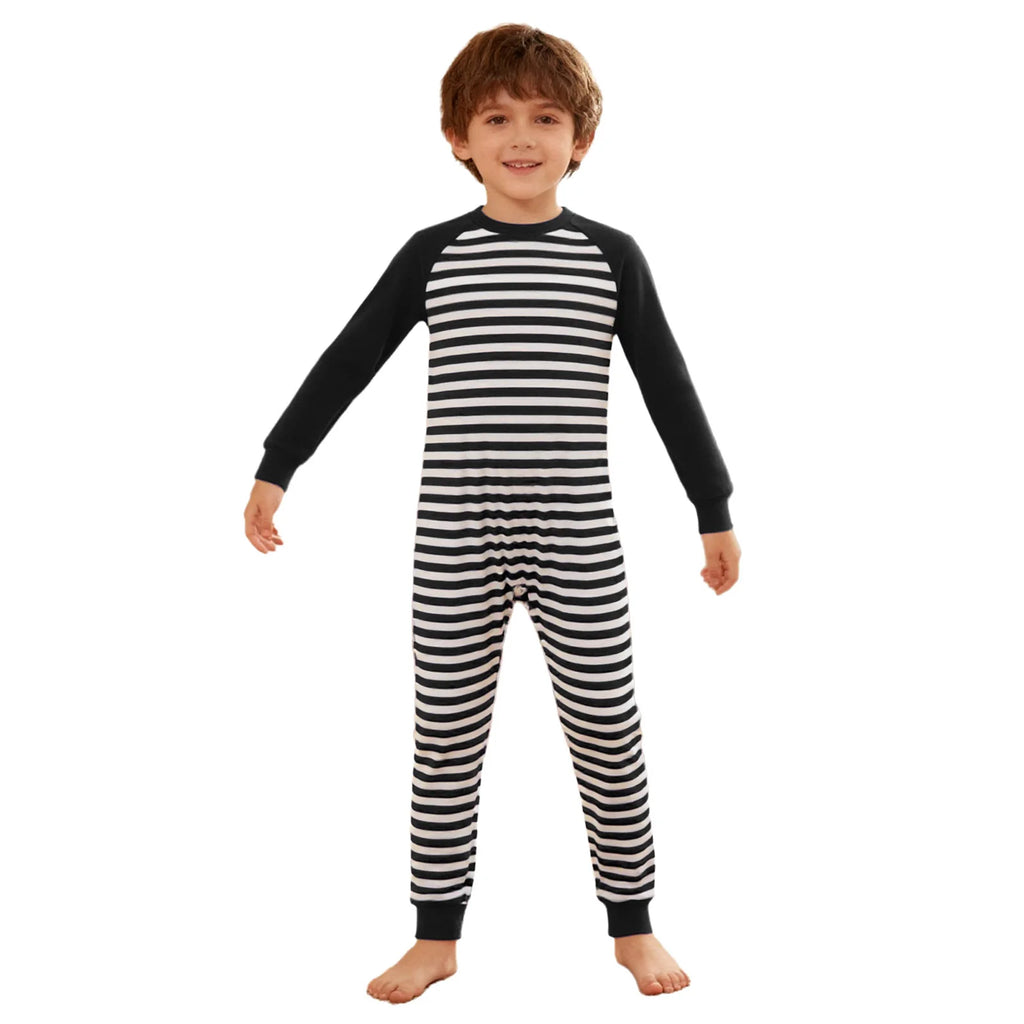 Kid Boys Girls Special Needs Jumpsuit Adaptive Clothing Long Sleeve Full Length Anti-Strip Back Zipper Stripes Rompers One-piece