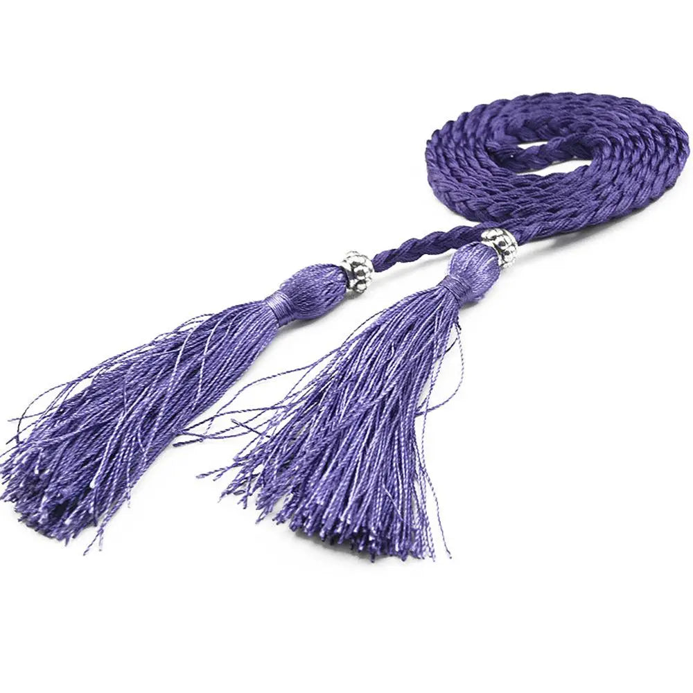 Women 160cm Bow Dress Waistband Tassle Waist Chain Braided Belts Tassles Belts Waist Rope