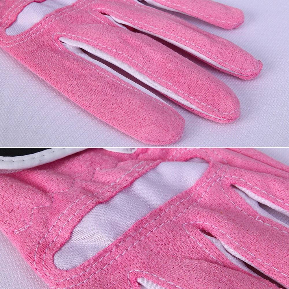 1pair Women Golf Gloves Soft Microfiber Cloth Breathable Non-slip Protective Gloves Hand Wear Golf Accessory ST009