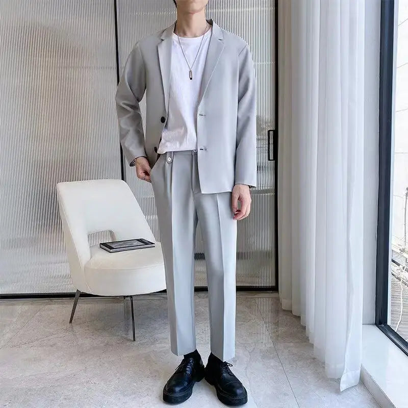 Men's Casual Half Sleeve Suit Jacket Polyester Fiber Breathable round Hemline Single Button Closure Standard Fit Adult Wear