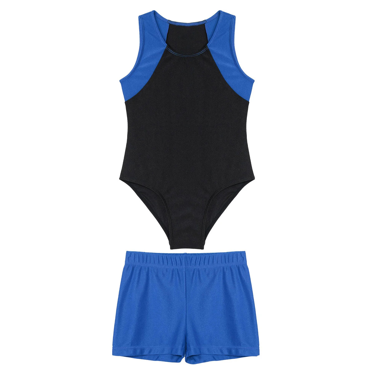 Kids Boys Sports Gymnastics Workout Sets Sleeveless Leotard Bodysuit Jumpsuit with Shorts Yoga Fitness Competition Dancewear