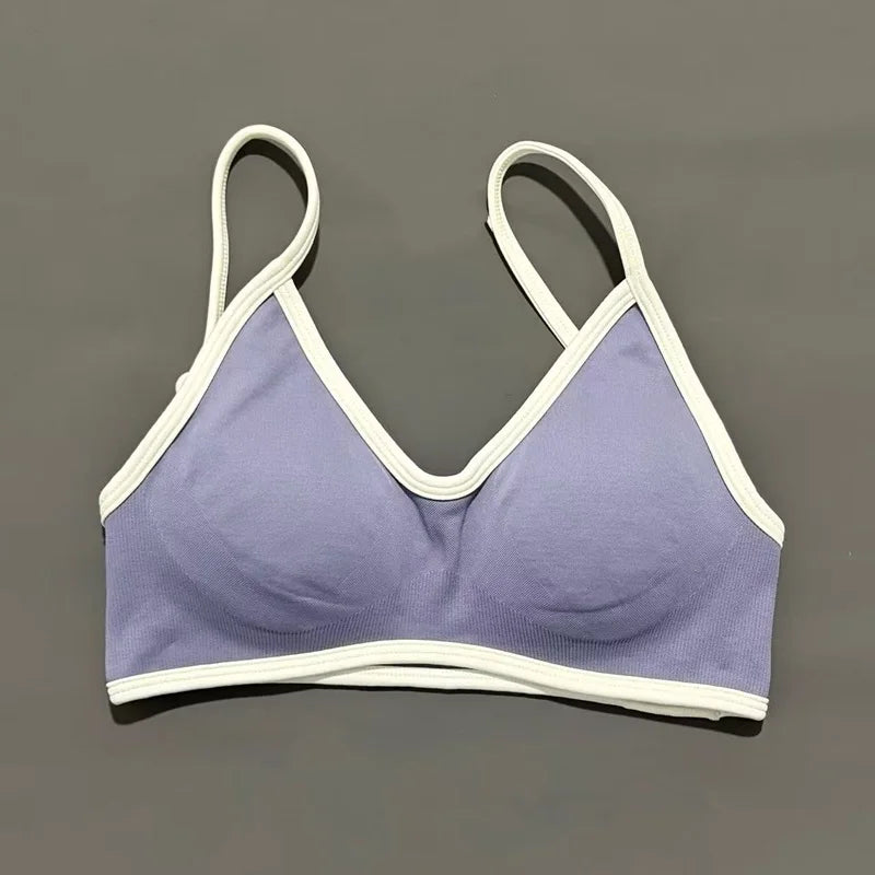Sports Bra For Women Padded Wireless Yoga Bra Seamless Breathable Shockproof Gym Workout Crop Top Adjustable Straps Bralette