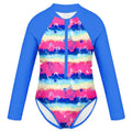 Kids Girls One-piece Swimsuit Long Sleeves Palm Printed Swimwear  Bathing Suit Sun Protection Rash Guard Surfing Diving Swim Top