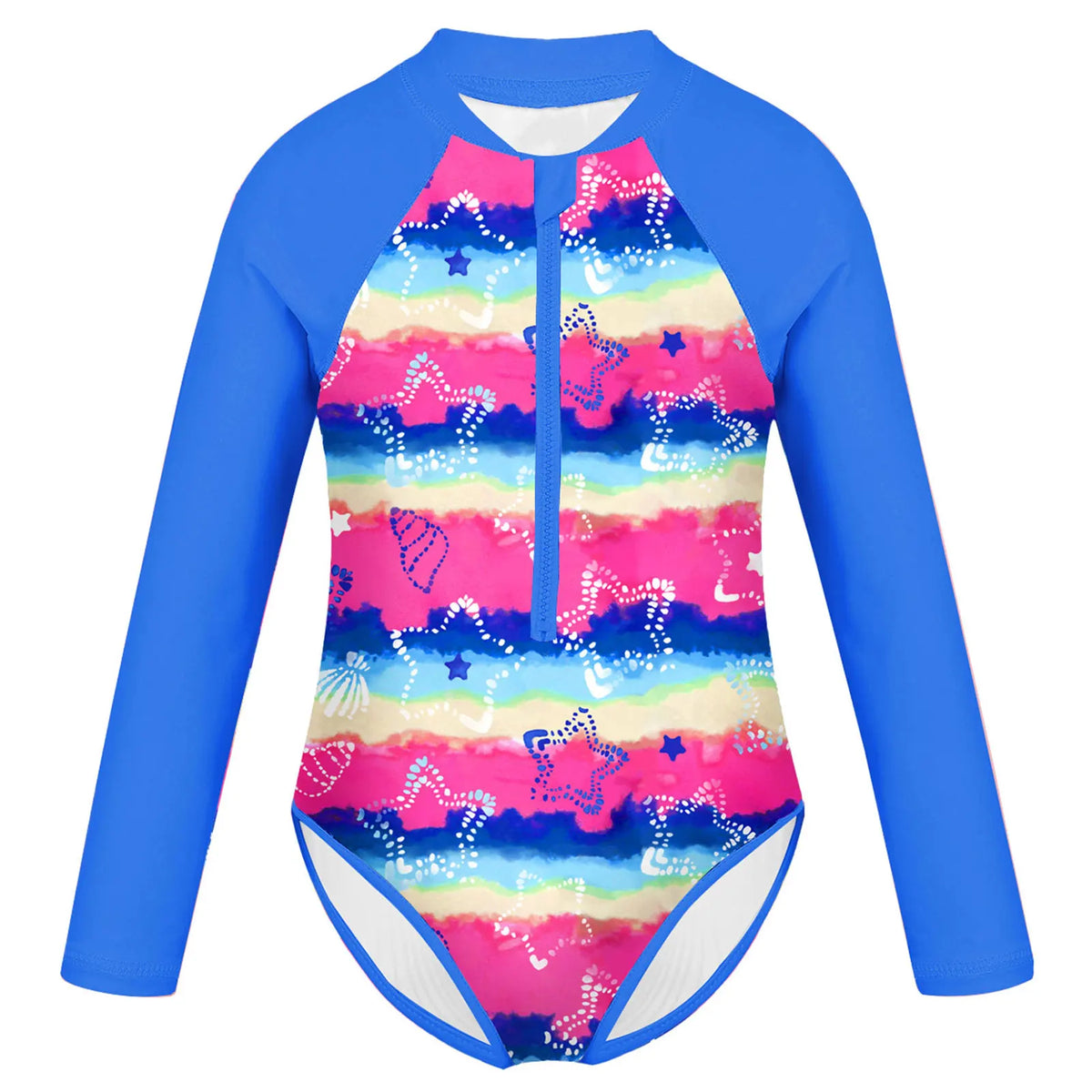 Kids Girls One-piece Swimsuit Long Sleeves Palm Printed Swimwear  Bathing Suit Sun Protection Rash Guard Surfing Diving Swim Top