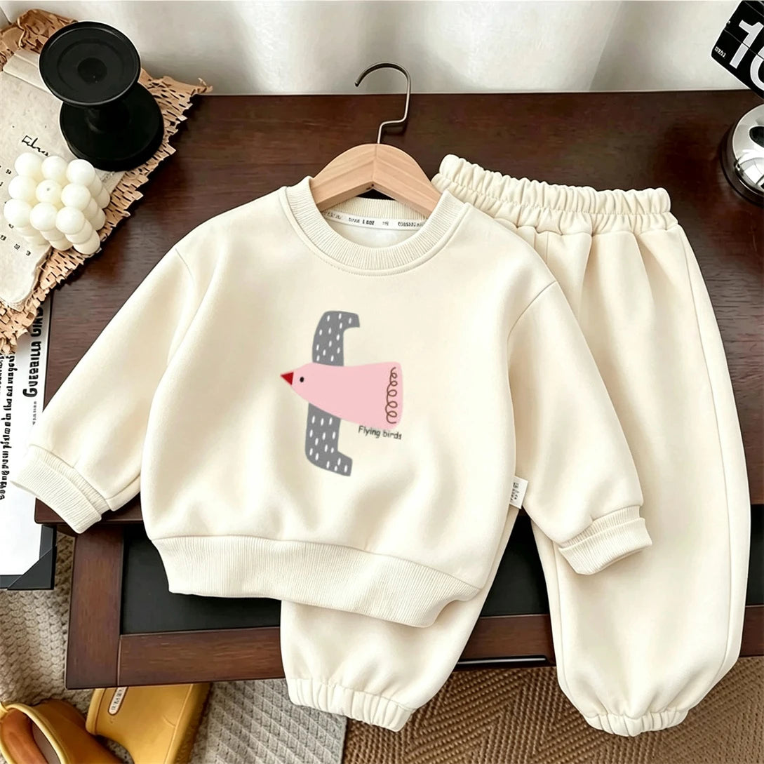 Kids Cartoon Printed Hoodie Loose Pants Two Piece Set Fashion Casual Costume Child New Design Tops Pants Long-sleeved Tracksuits