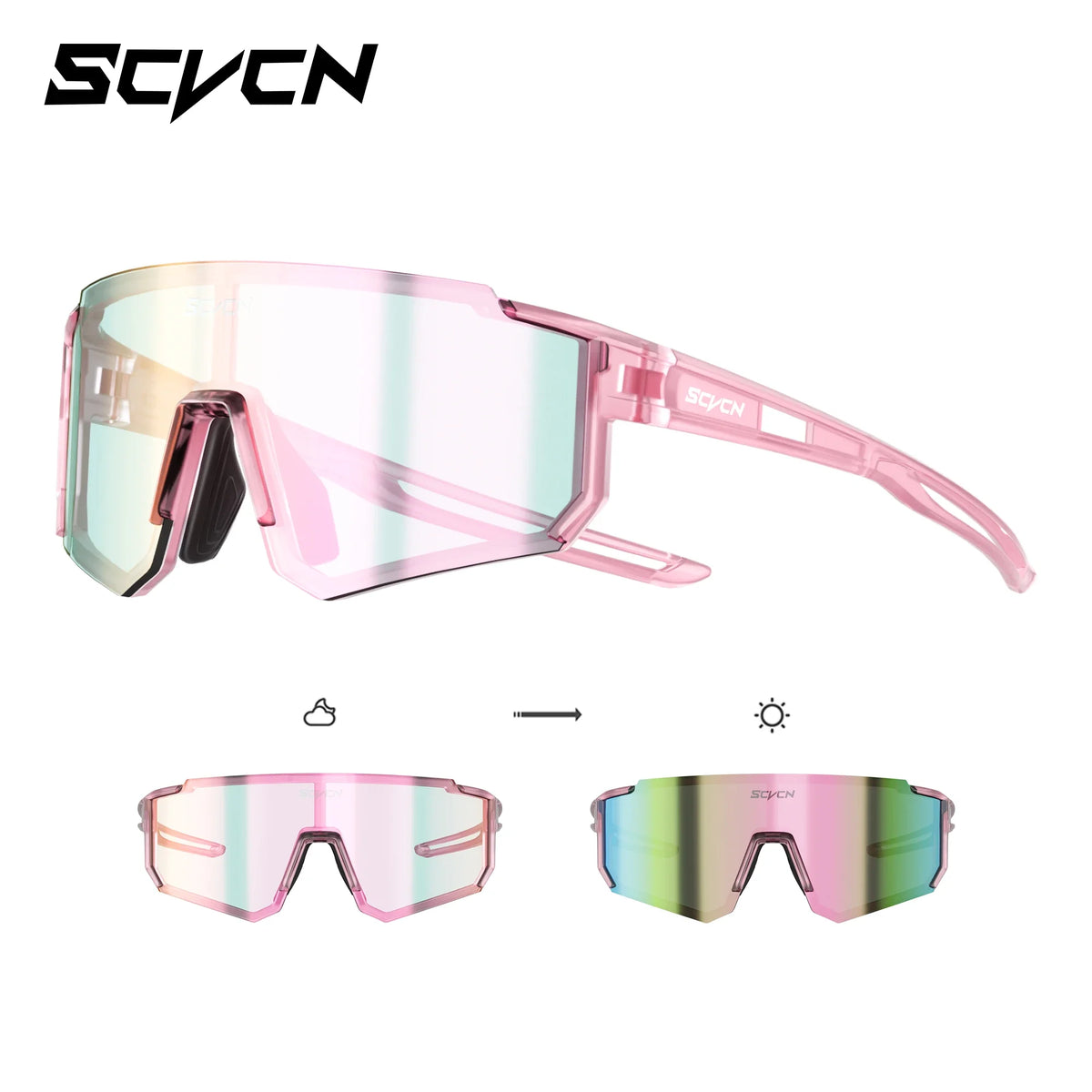 SCVCN Children Sports Glasses Kids Road Bikes Cycling Eyewear Photochromic UV400 Goggles Outdoor Cycling Teenager Sunglasses