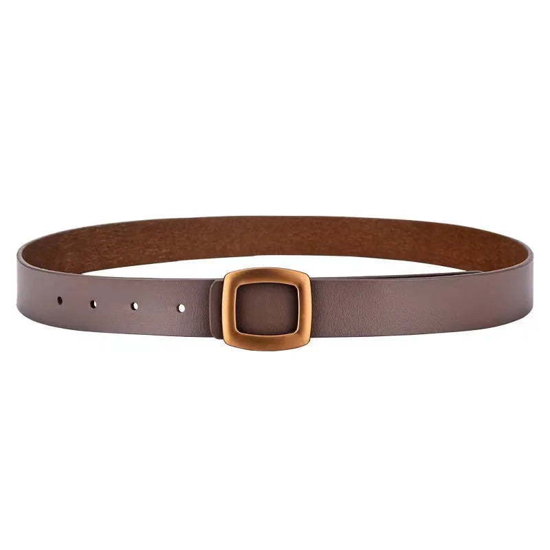 2021 New Belts for Women Genuine Leather Luxury Designer Jeans Belt Female Waistband Fashion Square Metal Buckle Belt Lady Black
