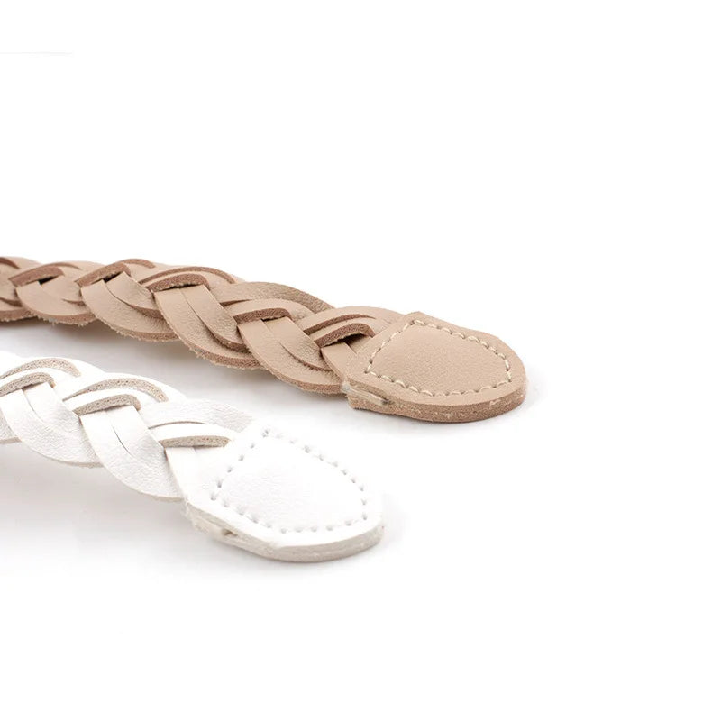 Women's Belt New Fashion Versatile Braided Simple Decorative Round Buckle Belt for Women