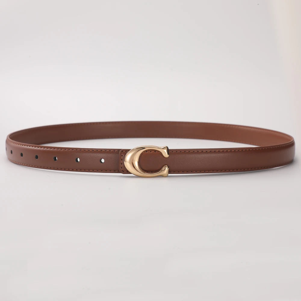 New Women's C-shaped Smooth Buckle Belt With Temperament And Versatile Double-sided Belts For High Quality Gifts For Mothers