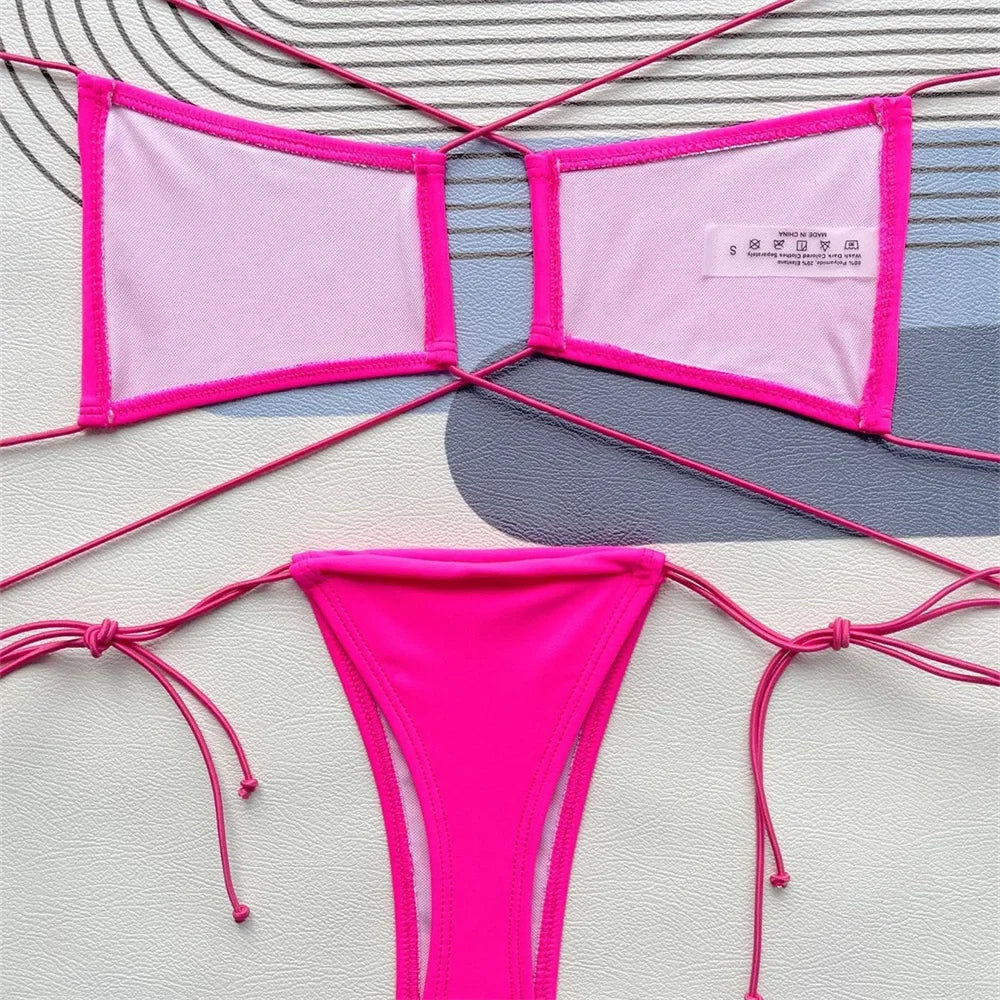 Micro String Extreme Bikini Sexy Backless Y2K Swimsuit Bandage Swimwear Women Two Piece Beach Outfit Bikinis Tangas Bathing Suit