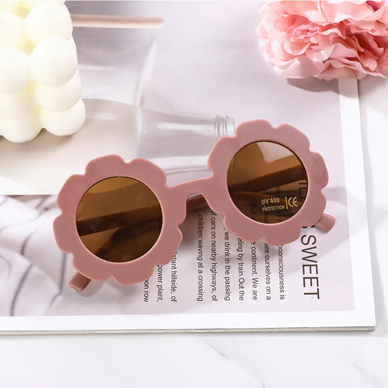 2-10 Years Children Sunglasses Sun Flower Round Cute Kids Sun Glasses for Boys Girls UV400 Protection Baby Lovely Candy Eyeglass