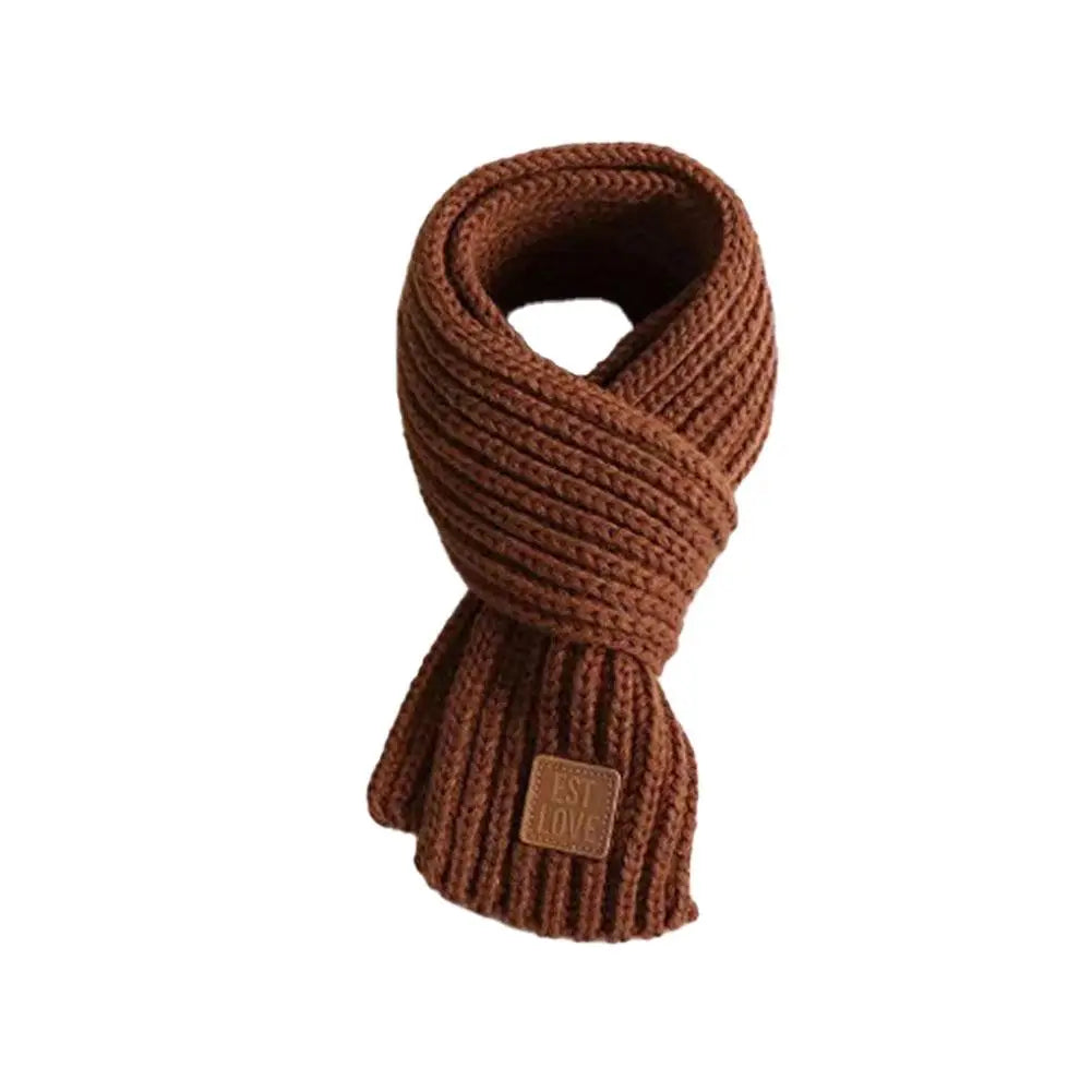 Kids Knitted Warm Scarf Thick Cold Resistant Solid Color Soft Short Style Lovely Scarf Christmas Gift Green Scarf Accessories