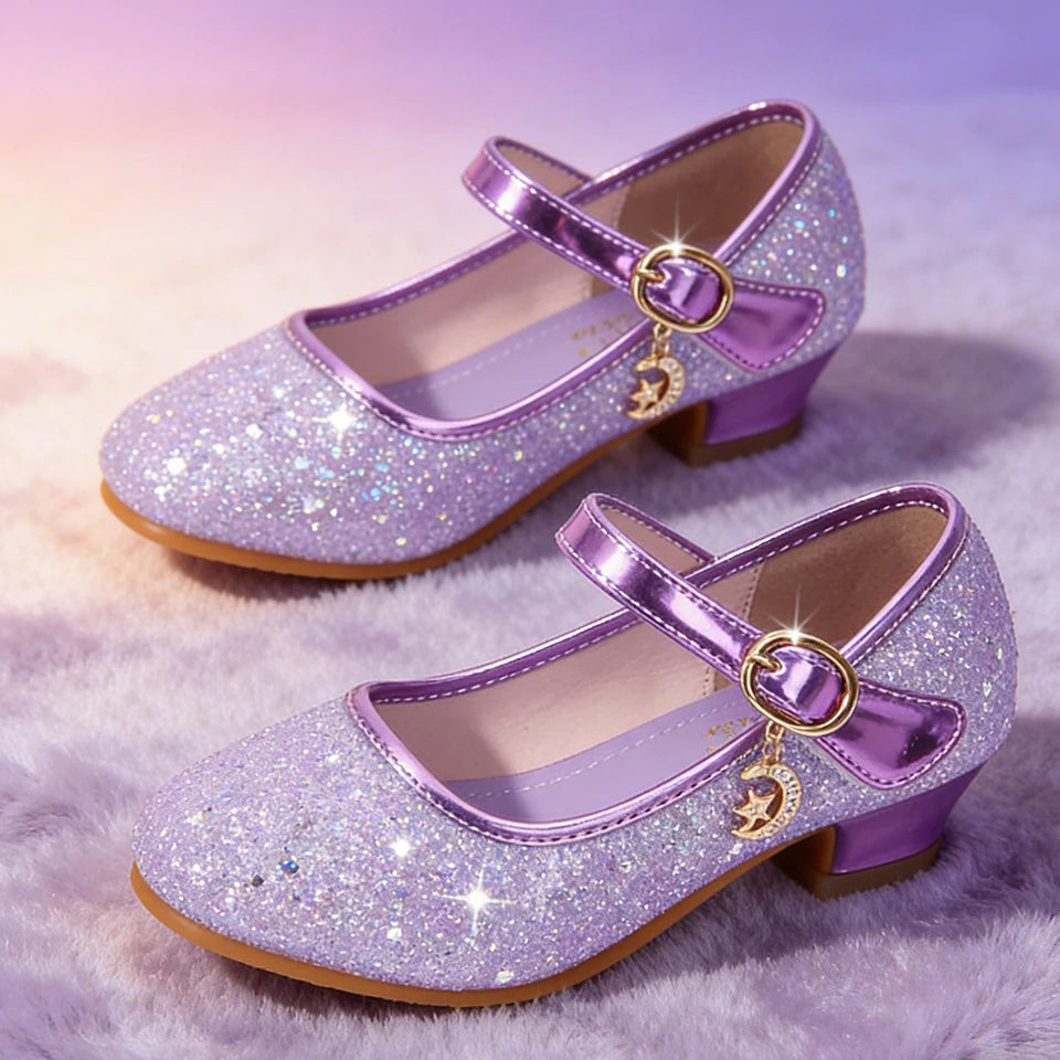 Fancy Little Girls Shiny Princess Dress Up Mary Jane Heels Halloween Cosplay Christmas Birthday Party Pageant Children's Shoes