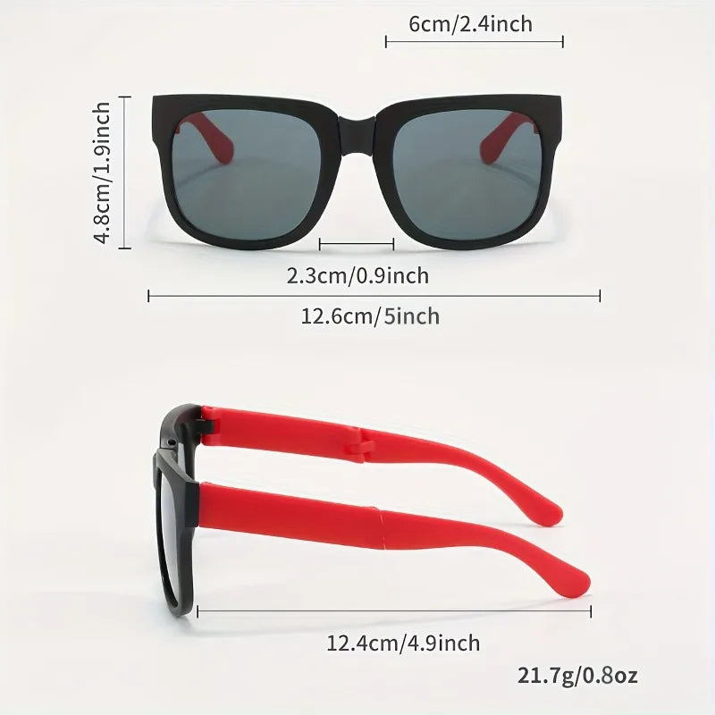 3PCS Folding Kids Sunglasses for Boys Girls Vintage Sports Square Children UV400 Outdoor Shades