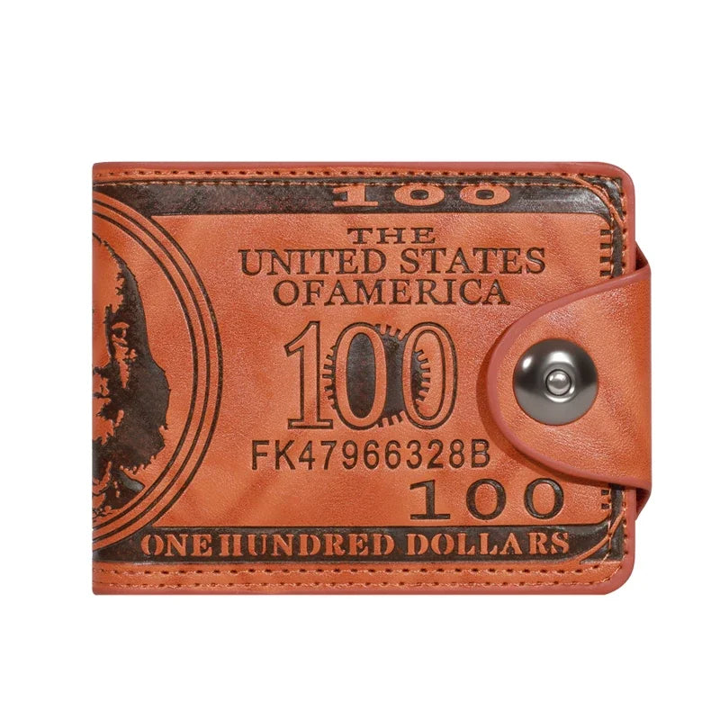 Men's Wallets With 100 US Dollar PatternWallet Male Leather Walet Photo Card HolderFashion Large Capacity Wallet Purse Bag