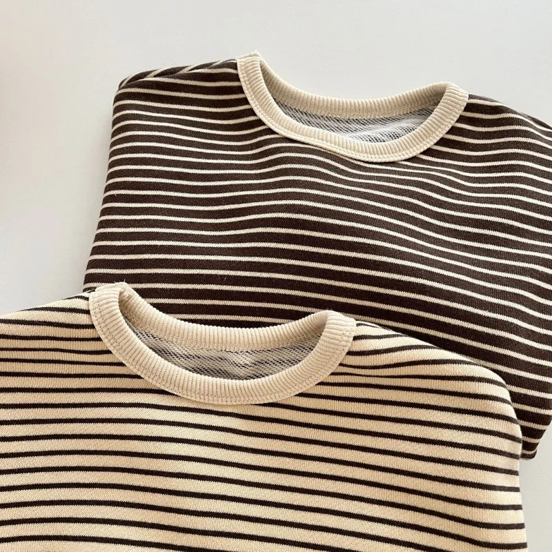 Children's T-shirts Striped Clothing Casual Long Sleeve Tee Autumn Spring Baby Toddler Boys Girls Tops 1-8Y Kids T-shirt Clothes