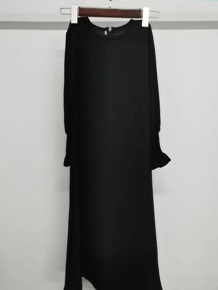 Muslim Kids Girl Dubai Abaya Ruffle Solid Long Dress Modest Ramadan Robe Kaftan Femme Musulmane Islamic Clothing African Dresses