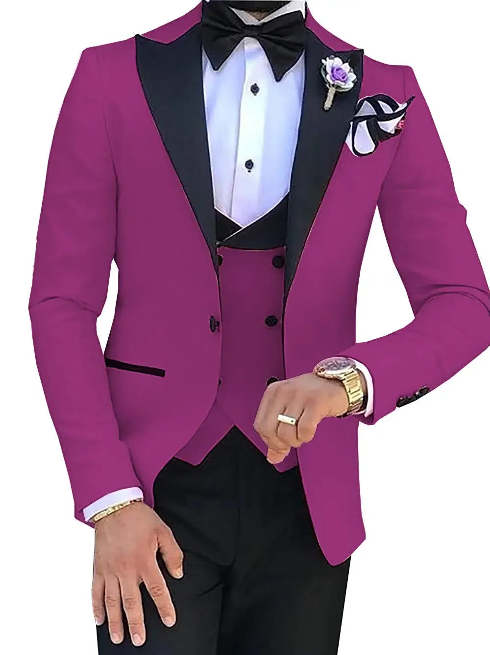 2024 Men 3 Pieces Suits For Men Custom Made Groom Groomsmen Tuxedos Wedding Men Suit Terno Masculino ( Jacket+Pants+Vest )