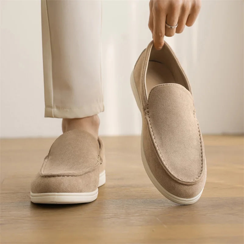 Men Flat Loafers 2026 Frosted Suede Flat Shoes Comfortable Non Slip Fashion Loafers Lightweight Trendy Outdoor Casual Shoes New