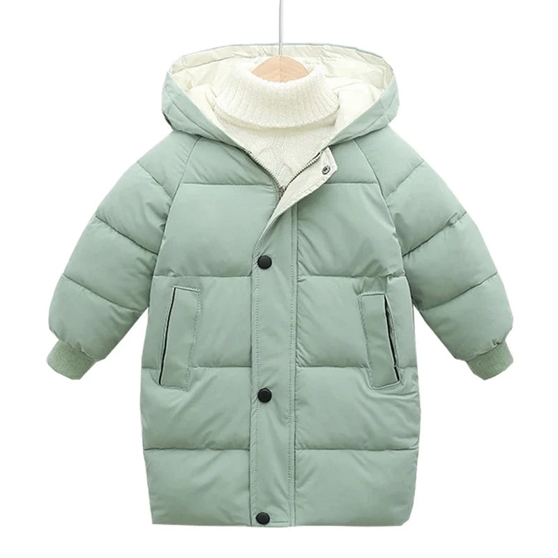 Children's Coat Winter Thickened Warm Letter Printed Boys' Cotton Jacket, Ages 3-10 Long Sleeved Zippered Girls' Coat