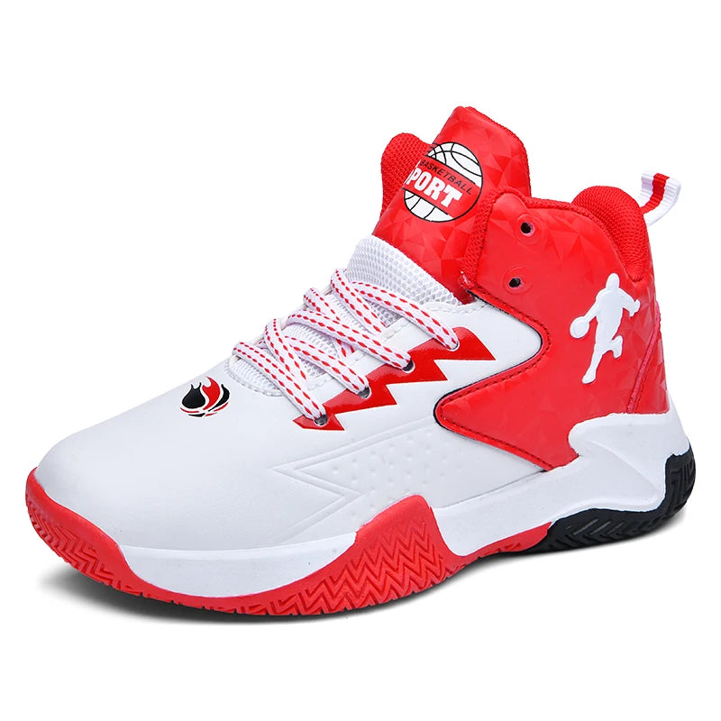 Children‘s Basketball Shoes Non-slip Breathable Basketball Training Sneakers Lace-up Boys Girls Basketball Boots Athletic Shoes