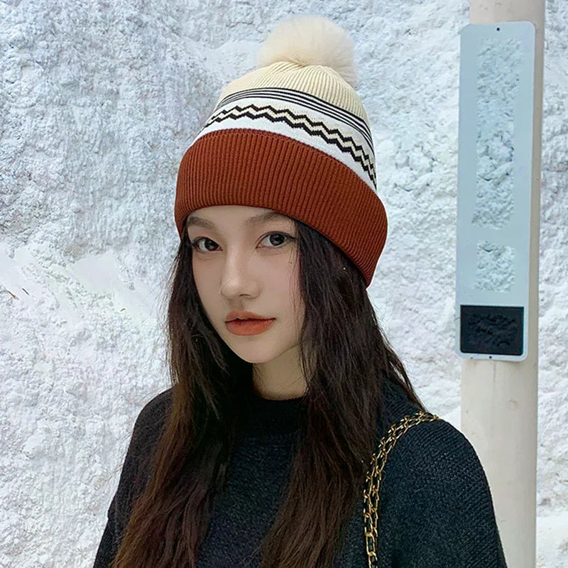 Autumn/winter Women's Knitted Wool Hat With A Large Head Circumference A Relaxed Style Warm And Cold-proof