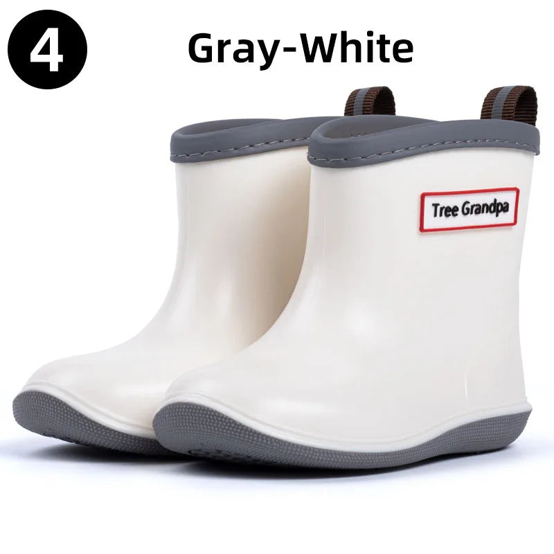 Toddler Rain Boots Baby Kids Easy-on Rubber Rain shoes Children Waterproof Shoes for Boys Girls Soft Toddler Rubber Shoes