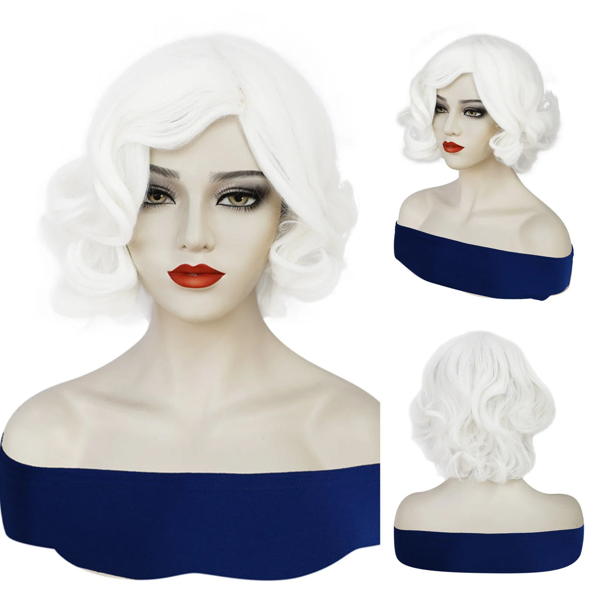 Women 1920s Wave Wig Vintage Flapper Multi Colored Cosplay Wig Synthetic Short Curly Hair Halloween Party Prop