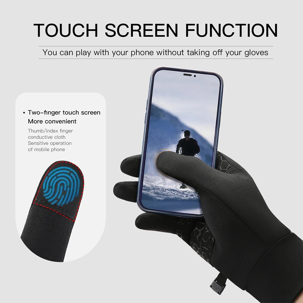 Kids Winter Touch Screen Gloves, Anti-Slip Silicone Palm Stretch Thermal Cycling Running Gloves for Boys Girls Age 6-12